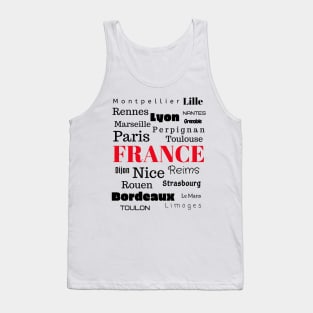 French Cities word cloud design Tank Top